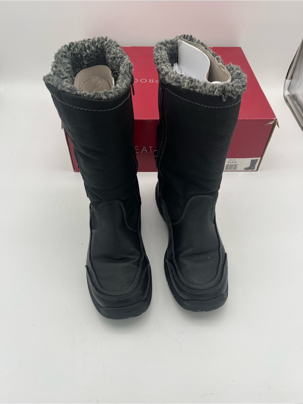 Women's Black Milo Mid-Calf Winter Boots with Faux Fur Lining 8.5 FLAW